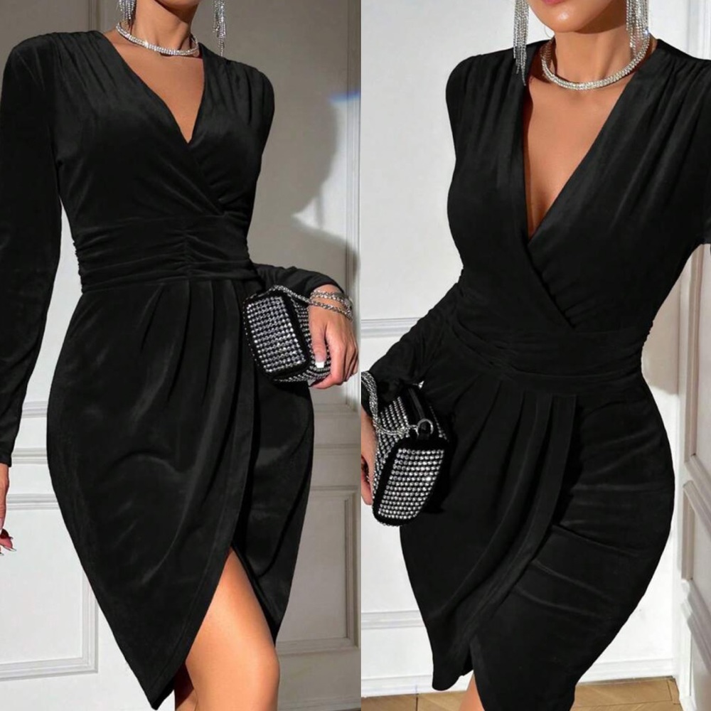 Luxe ruched party formal velvet dress